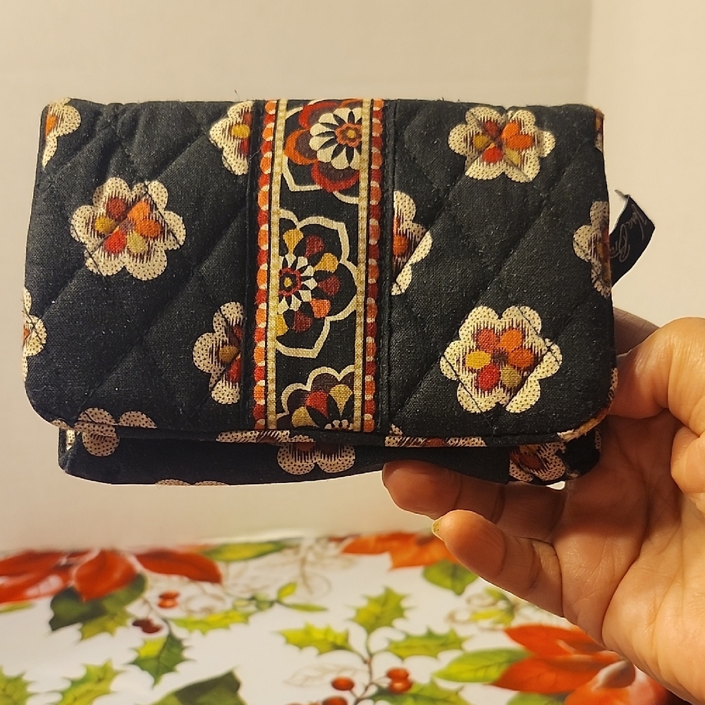 Vera Bradley Black and Red Floral Quilted Wallet